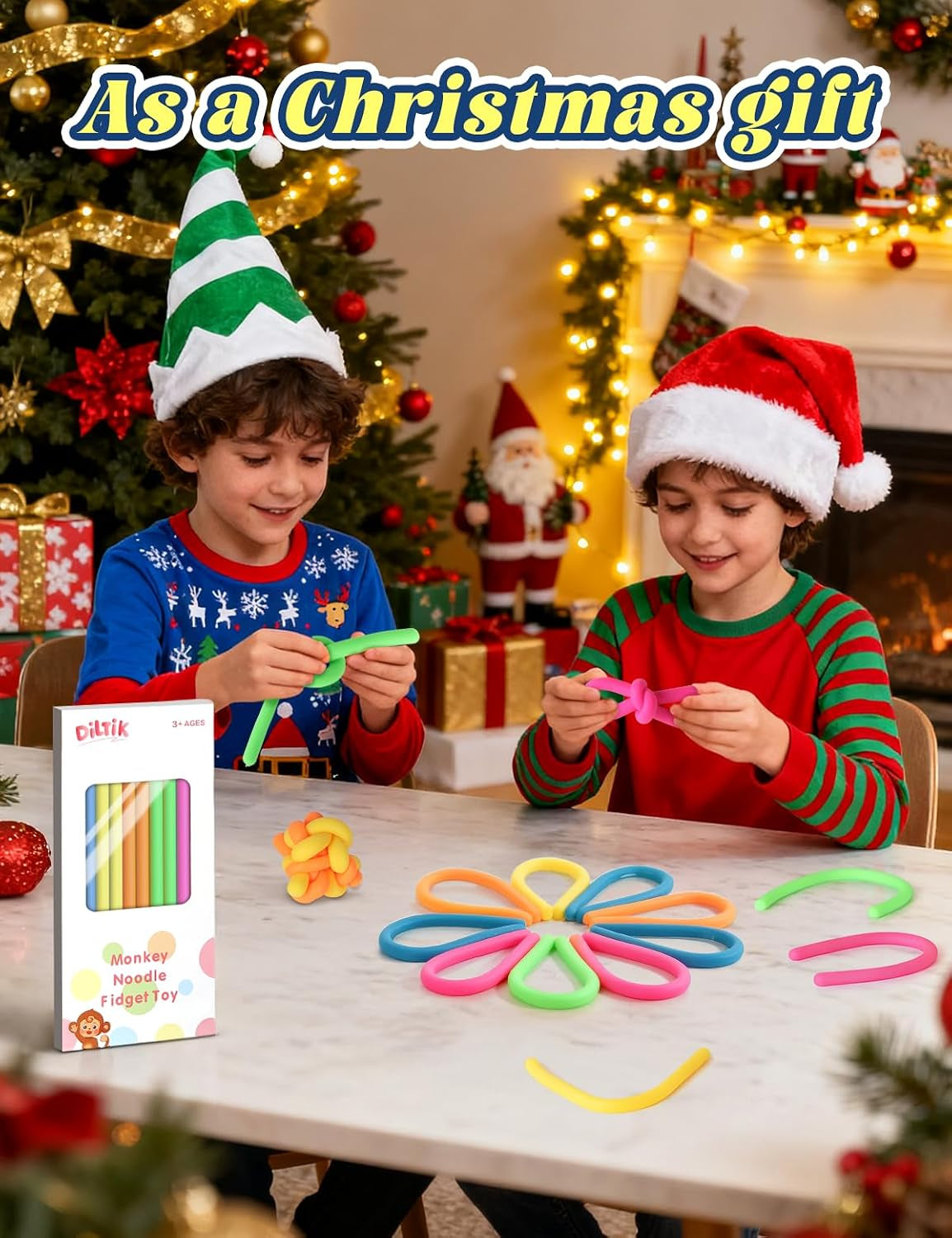 10 Pack Sensory Autism Toys for Kids – Gift Box Upgraded Extra-Thick Stretchy Sensory Strings for School Classroom Rewards Back to School Birthday Party Favors (Smooth)