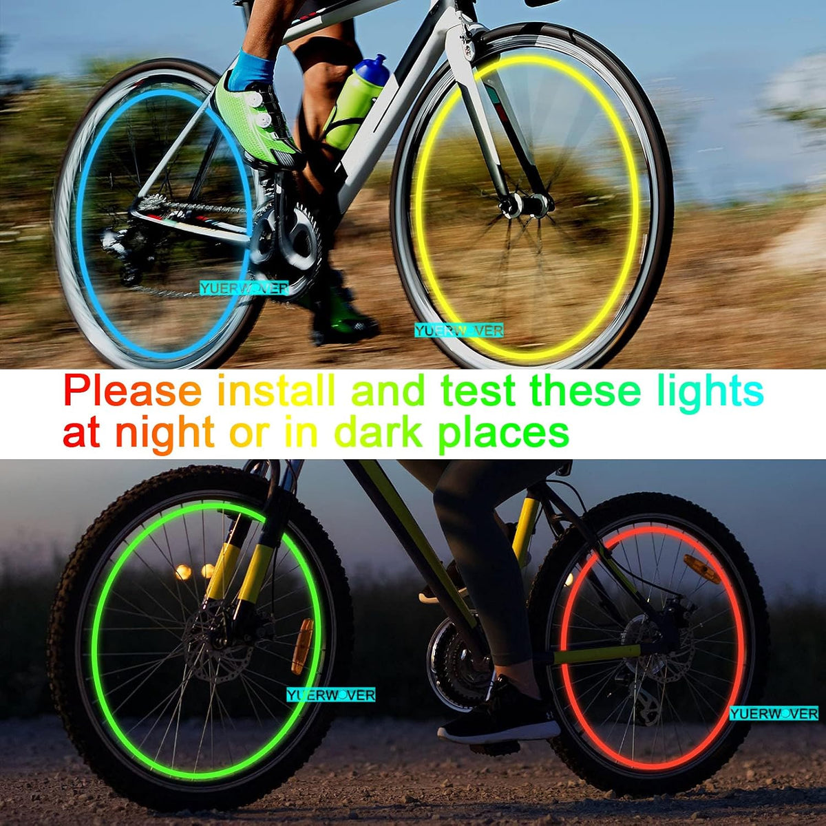 4/8 LED Bike Wheel Lights Car Tire Valve Stems Caps Bicycle Motorcycle Waterproof Tyre Spoke Flash Lights Cool Reflector Accessories for Kids Men Women with 10 Extra Batteries