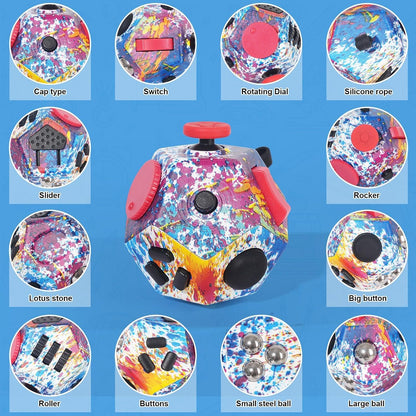 Mini Fidget Toys, Colorful Idea Fidget Dodecagon Toys for Adults and Children Help Relief Stress,Anxiety,Adhd,Autism,Promotes Focus and Relaxing (Colorful Fireworks Patterns)