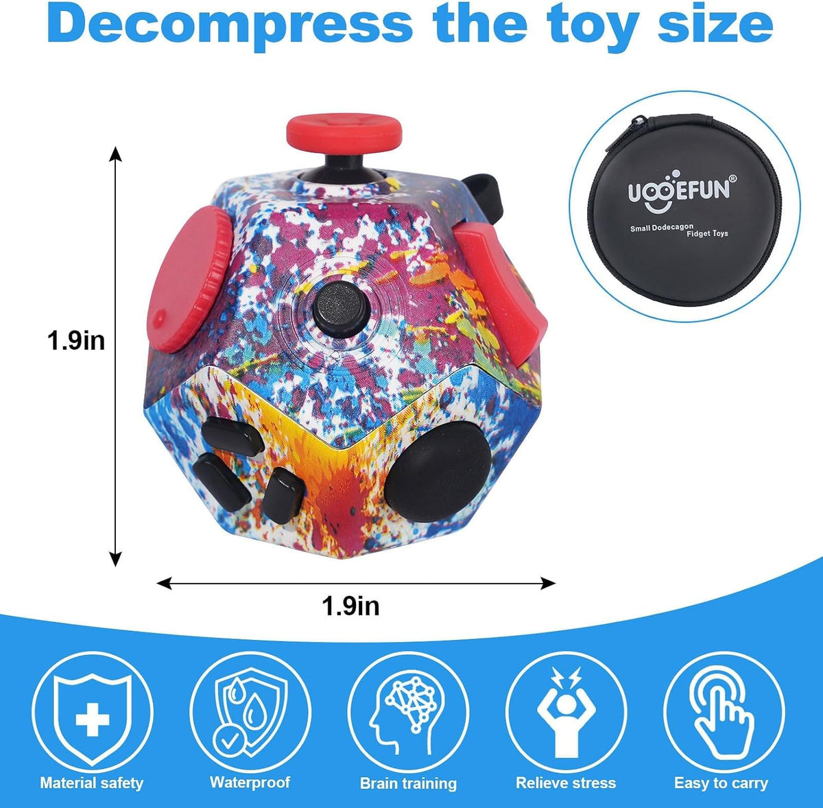 Mini Fidget Toys, Colorful Idea Fidget Dodecagon Toys for Adults and Children Help Relief Stress,Anxiety,Adhd,Autism,Promotes Focus and Relaxing (Colorful Fireworks Patterns)