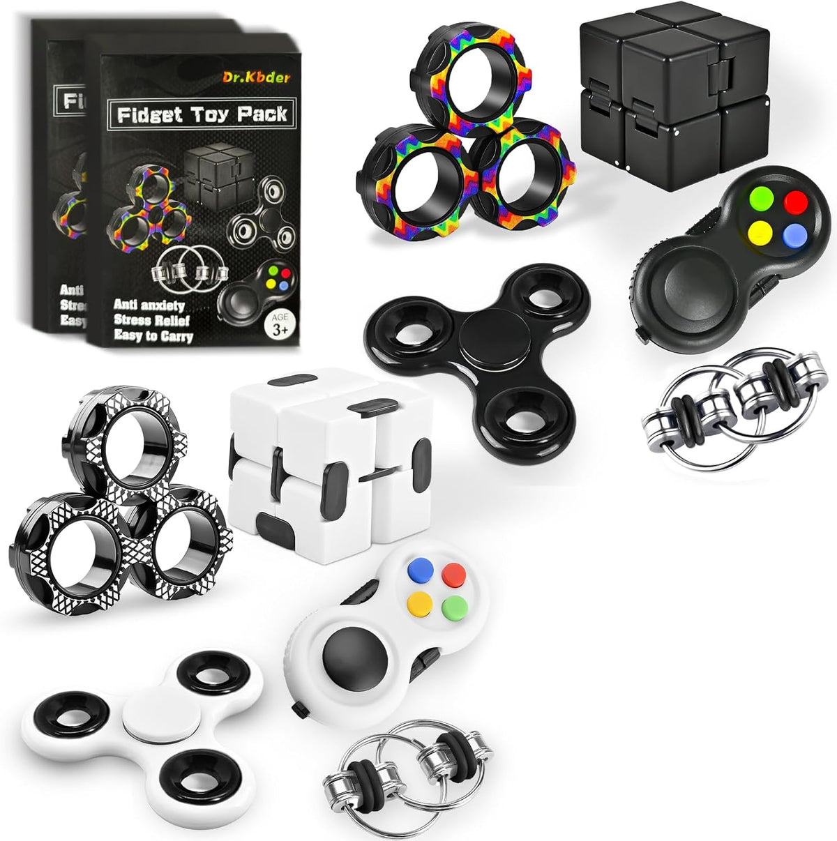Fidget Toys Adults Set Fidgets for Classroom Must Have Autism Sensory Pack Figette Cube ADHD Special Treasure Prize Tool Stress Relief Desk Cool Gadget for Kid Easter Basket Stuffers for Teen Boys