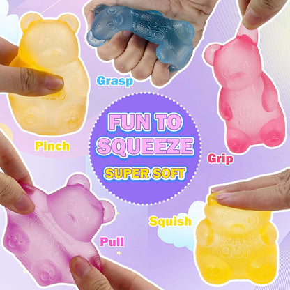 4 Pack Squeezing Bear Slow Rising Squishy Stress Ball, Anxiety Relief & Focus Toy, Squeeze Toys for Sensory Play，Sensory Fidget Toys for Stress Relief & Relaxation