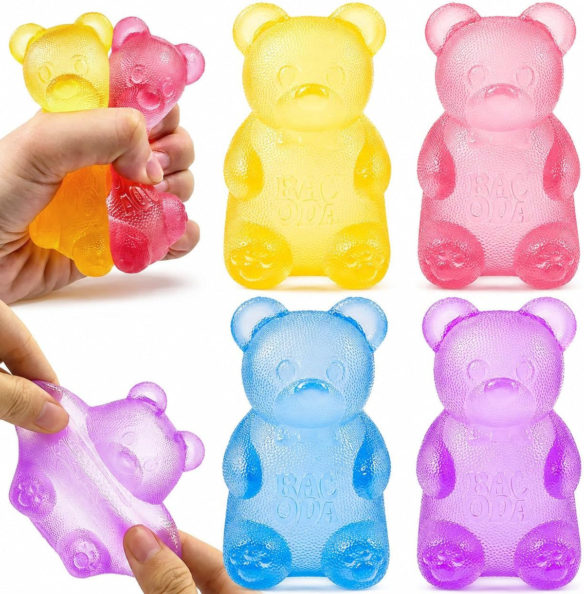 4 Pack Squeezing Bear Slow Rising Squishy Stress Ball, Anxiety Relief & Focus Toy, Squeeze Toys for Sensory Play，Sensory Fidget Toys for Stress Relief & Relaxation